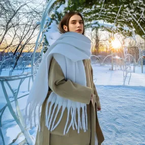 Heidi-Mode | Elegante Flauschige Dicke Schal mit Quasten für Damen